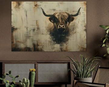 Scottish Highlander abstract art by Mel Digital Art