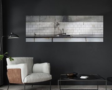 Verlaten keuken minimalistisch beeld panorama van Digitale Schilderijen
