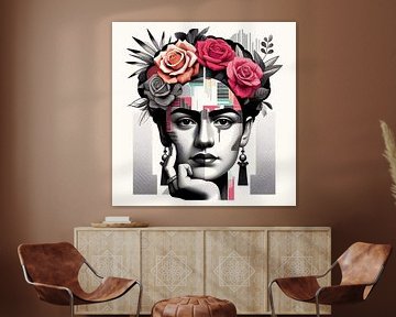 Frida, a Modern Art Portrait van Marja van den Hurk