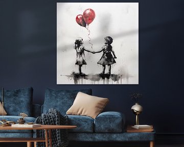 2 meisjes met ballonnen van The Xclusive Art