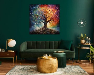 Arbre de vie artistiquement coloré sur The Xclusive Art