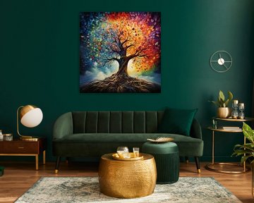 Levensboom artistiek kleurrijk van TheXclusive Art
