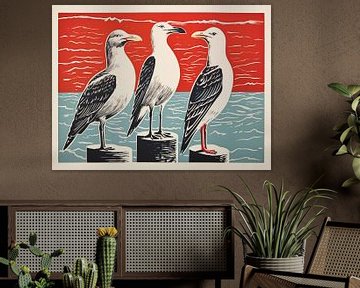 Three seagulls on the Red Sea by Frank Daske | Foto & Design