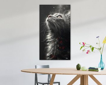 Katze - Katze in Schwarz und Weiß von Gelissen Artworks