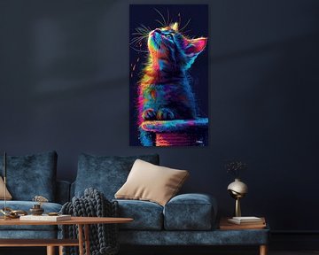 cat - chat en multicolore sur Gelissen Artworks