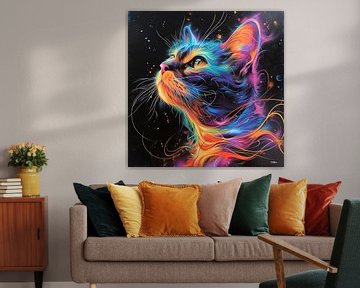 poes - kat in multicolor van Gelissen Artworks