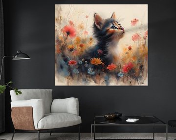 chat - chat à l'aquarelle / dessin sur Gelissen Artworks