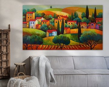 Colourful landscape Tuscany in autumn by Jan Bechtum