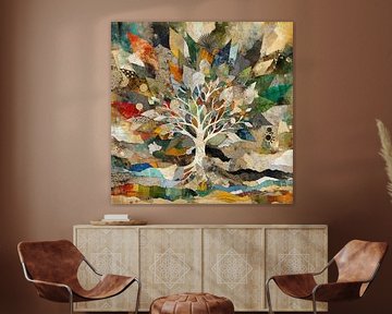 Collage boom met gebladerte van Lois Diallo