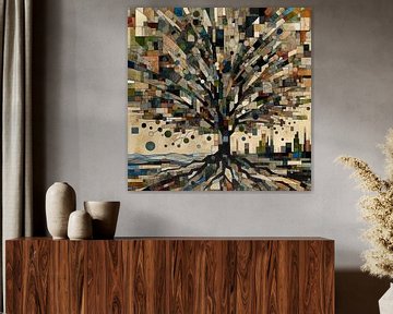 Collage fantasie ballenboom met wortelpartij van Lois Diallo