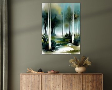 Digitaal schilderij van een landschap