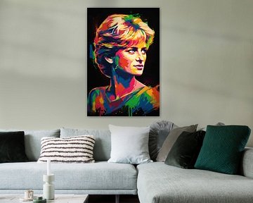 Prinzessin Diana Abstrakte Vision der Weiblichkeit in Farbe von De Muurdecoratie