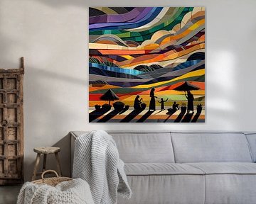 Collage au soleil couchant