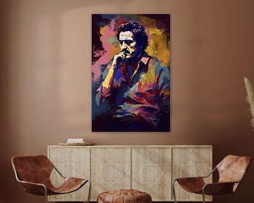 Pablo Escobar Reflection in Colourful Abstraction by De Muurdecoratie