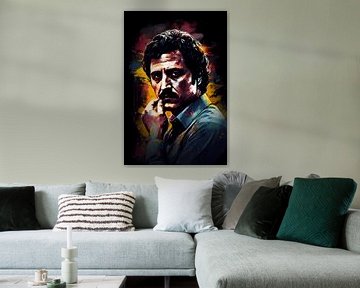 Pablo Escobar Reflectieve Gedachten in Levendige Kleuren van De Muurdecoratie