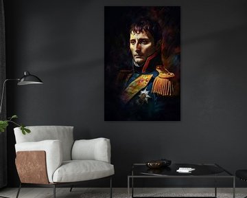 Napoleon Bonaparte Imperial Vision in abstrakten Farbtönen von De Muurdecoratie