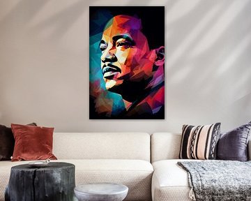 Martin Luther King Abstrakte Symphonie aus Farbe und Form von De Muurdecoratie