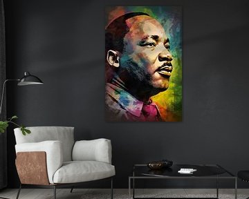 Martin Luther King Abstraktes Porträt einer inspirierenden Führungspersönlichkeit von De Muurdecoratie