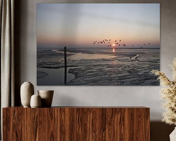 Swarm across the mud flats near Schiermonnikoog by Gerda de Voogd