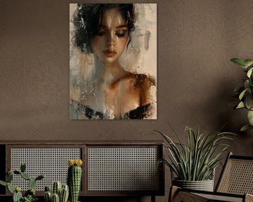 Abstract portrait in shades of brown by Carla Van Iersel