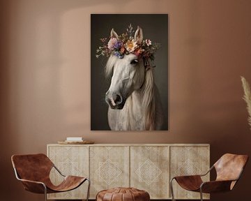 Cheval avec des fleurs sur Bert Nijholt