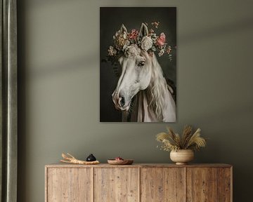Paard met bloemen