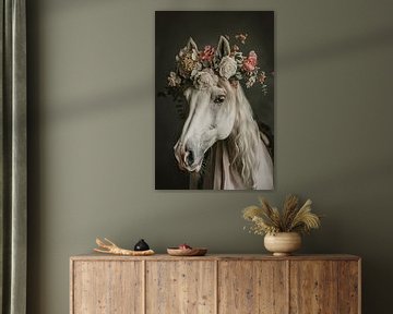 Horse with flowers by Bert Nijholt