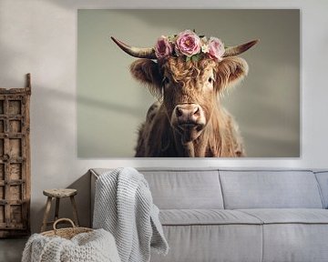 Koe met bloemen van Bert Nijholt