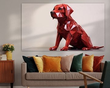 Origami hond rood panorama van TheXclusive Art