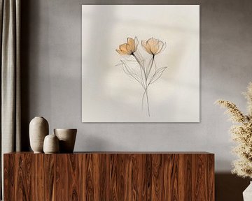 Tulpen op doek abstract van Mel Digital Art