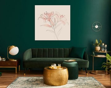 Beautiful abstract lilies neutral by Mel Digital Art