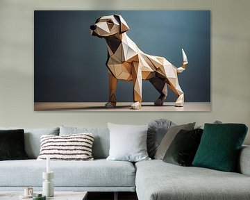 Origami hond lichtbruin panorama van TheXclusive Art