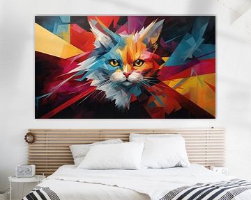 Abstrakte Katze buntes Panorama künstlerisch von TheXclusive Art