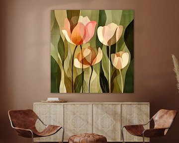 Tulpen Abstracte Tekening van Dakota Wall Art