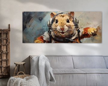 Astronaute Artwork | Astronaute hamster ludique sur Art Merveilleux