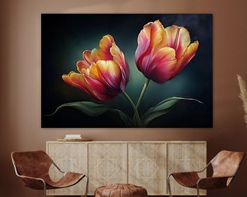 Flowering tulips by Thea