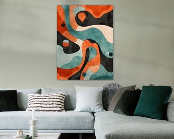 Modern Abstract Blauw Rood II van Gypsy Galleria