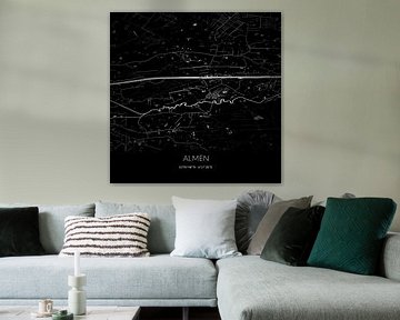 Zwart-witte landkaart van Almen, Gelderland. van Rezona