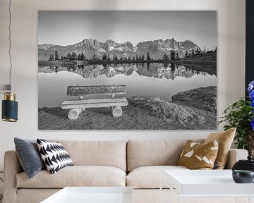 Favourite spot at Astbergsee: a black and white moment with a view of the Wilder Kaiser by Michael Valjak