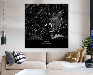 Zwart-witte landkaart van Lisse, Zuid-Holland. van Rezona