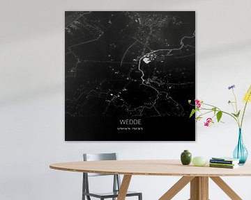 Zwart-witte landkaart van Wedde, Groningen. van Rezona