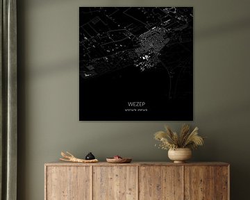 Zwart-witte landkaart van Wezep, Gelderland. van Rezona