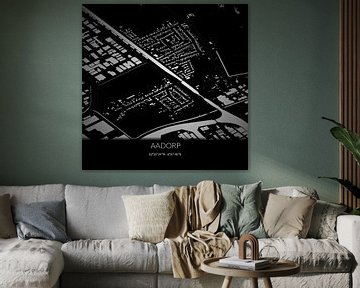 Zwart-witte landkaart van Aadorp, Overijssel. van Rezona