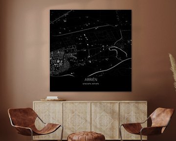 Zwart-witte landkaart van Arriën, Overijssel. van Rezona