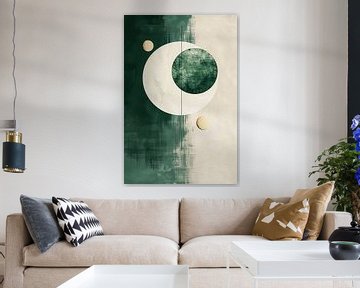 Minimal zon en maan schilderij van haroulita