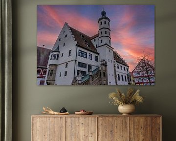 Rathaus Nördlingen bei Sonnenuntergang, Bayern Deutschland am Abend von Animaflora PicsStock