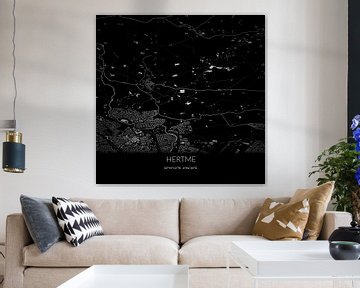 Zwart-witte landkaart van Hertme, Overijssel. van Rezona