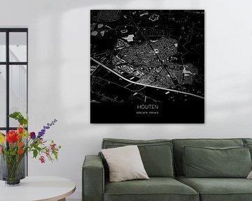 Zwart-witte landkaart van Houten, Utrecht. van Rezona