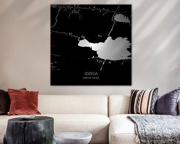 Zwart-witte landkaart van Idzega, Fryslan. van Rezona