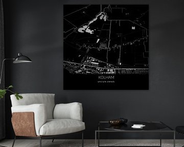 Zwart-witte landkaart van Kolham, Groningen. van Rezona